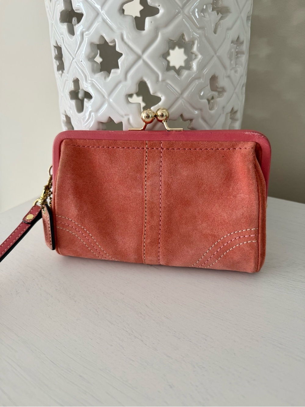 Coach Kisslock Vintage Soho Clutch in Suede Leather